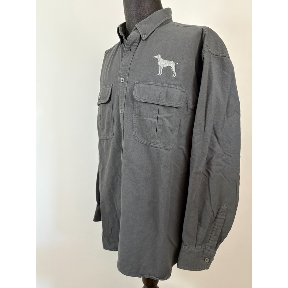 Cabelas Heavy Flannel Deerskin Soft Chamois Men's XL Hunting Dog Grey